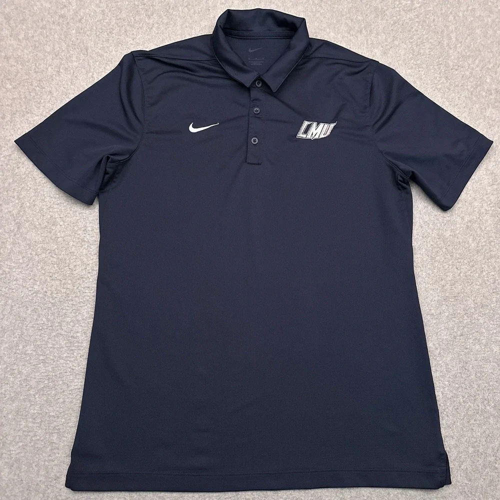 Nike Dri-Fit Polo Shirt Men's Medium Navy Blue Performance‎ Stretch Golf CMU